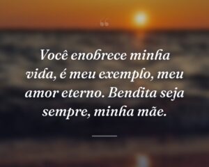 Você enobrece minha vida, é meu exemplo, meu amor eterno. Bendita seja sempre, minha mãe.