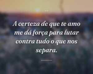 A certeza de que te amo me dá força para lutar contra tudo o que nos separa.