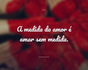 A medida do amor é amar sem medida.