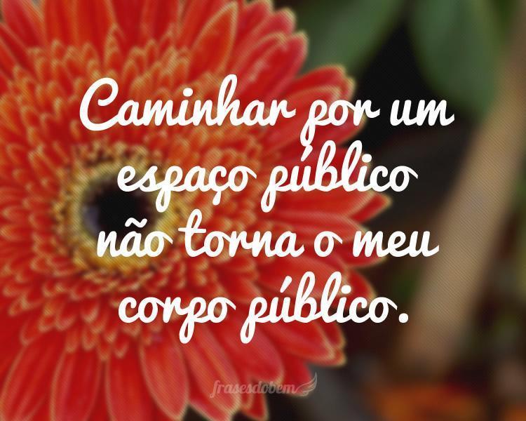 Caminhar por um espaço público não torna o meu corpo público.