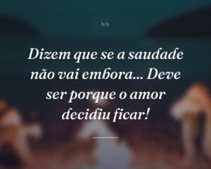 Dizem que se a saudade não vai embora... Deve ser porque o amor decidiu ficar!