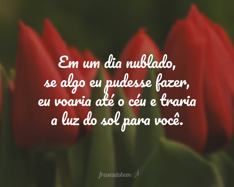 Em um dia nublado, se algo eu pudesse fazer, eu voaria até o céu e traria a luz do sol para você.