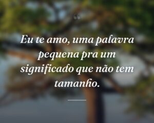 Eu te amo, uma palavra pequena pra um significado que não tem tamanho.