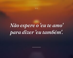 Não espere o 'eu te amo' para dizer 'eu também'.