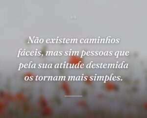 Não existem caminhos fáceis, mas sim pessoas que pela sua atitude destemida os tornam mais simples.