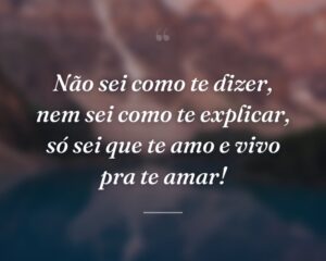 Não sei como te dizer, nem sei como te explicar, só sei que te amo e vivo pra te amar!
