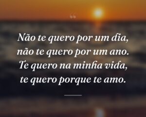 Não te quero por um dia, não te quero por um ano. Te quero na minha vida, te quero porque te amo.