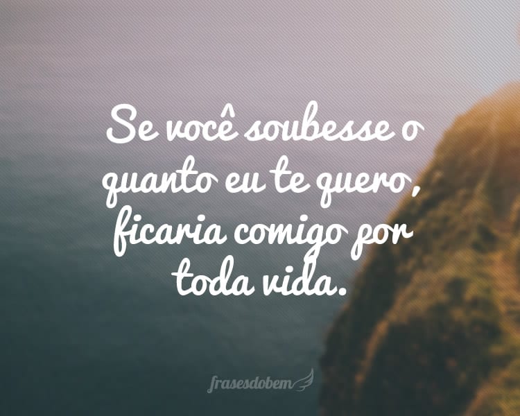 Se você soubesse o quanto eu te quero, ficaria comigo por toda vida.