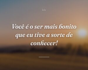Você é o ser mais bonito que eu tive a sorte de conhecer!