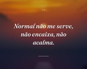 Normal não me serve, não encaixa, não acalma.