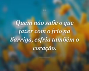Quem não sabe o que fazer com o frio na barriga, esfria também o coração.