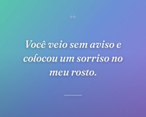Você veio sem aviso e colocou um sorriso no meu rosto.