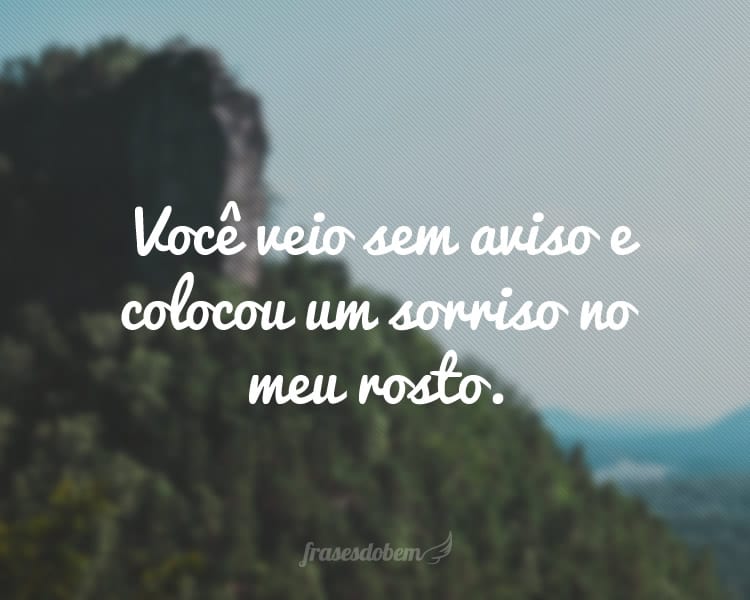 Você veio sem aviso e colocou um sorriso no meu rosto.