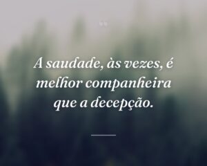 A saudade, às vezes, é melhor companheira que a decepção.