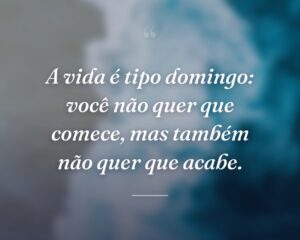 A vida é tipo domingo: você não quer que comece, mas também não quer que acabe.