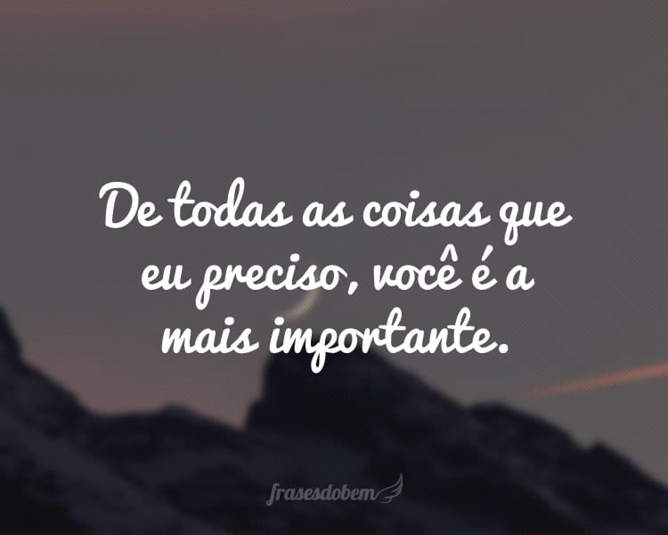 De todas as coisas que eu preciso, você é a mais importante.