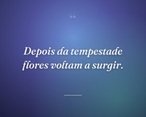 Depois da tempestade flores voltam a surgir.