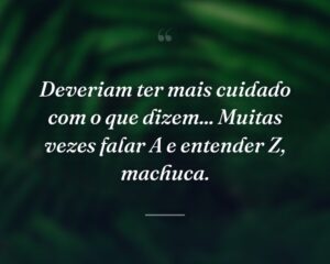 Deveriam ter mais cuidado com o que dizem... Muitas vezes falar A e entender Z, machuca.