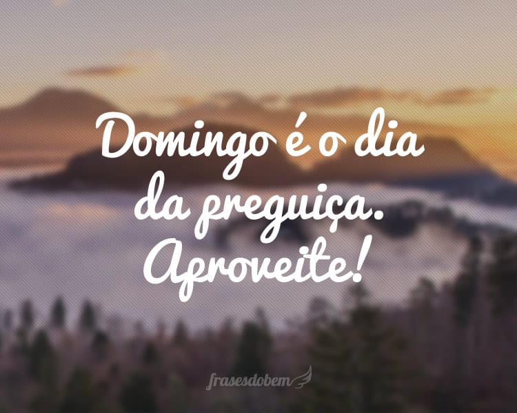 Domingo é o dia da preguiça. Aproveite!