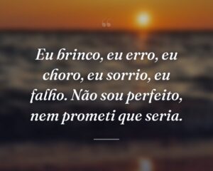 Eu brinco, eu erro, eu choro, eu sorrio, eu falho. Não sou perfeito, nem prometi que seria.