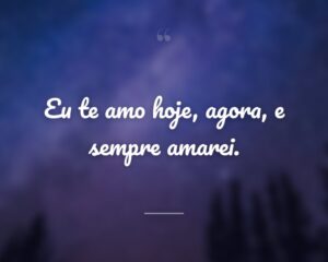 Eu te amo hoje, agora, e sempre amarei.