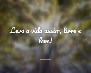 Levo a vida assim, livre e leve!