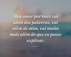 Meu amor por você vai além das palavras, vai além de mim, vai muito mais além do que eu posso explicar.