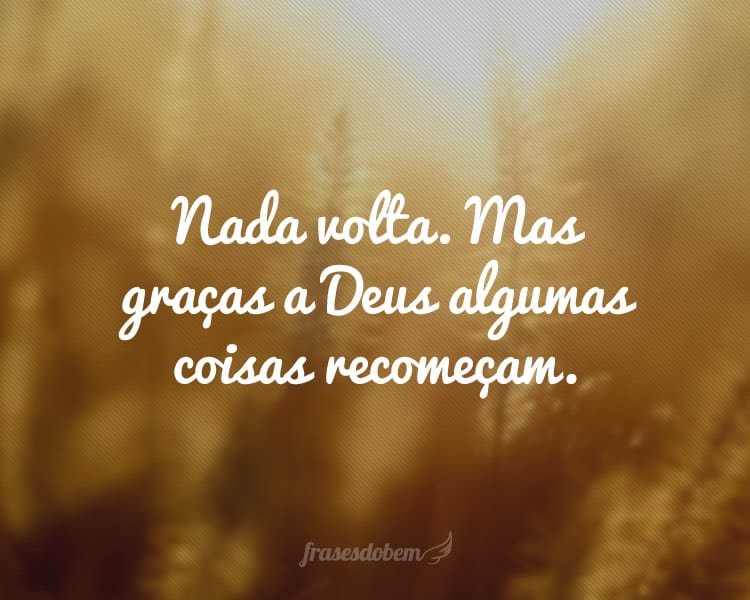 Nada volta. Mas graças a Deus algumas coisas recomeçam.