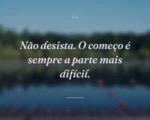 Não desista. O começo é sempre a parte mais difícil.