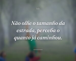 Não olhe o tamanho da estrada, perceba o quanto já caminhou.