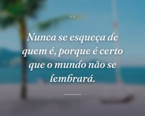 Nunca se esqueça de quem é, porque é certo que o mundo não se lembrará.
