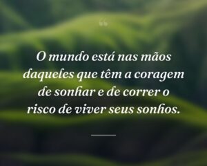 O mundo está nas mãos daqueles que têm a coragem de sonhar e de correr o risco de viver seus sonhos.