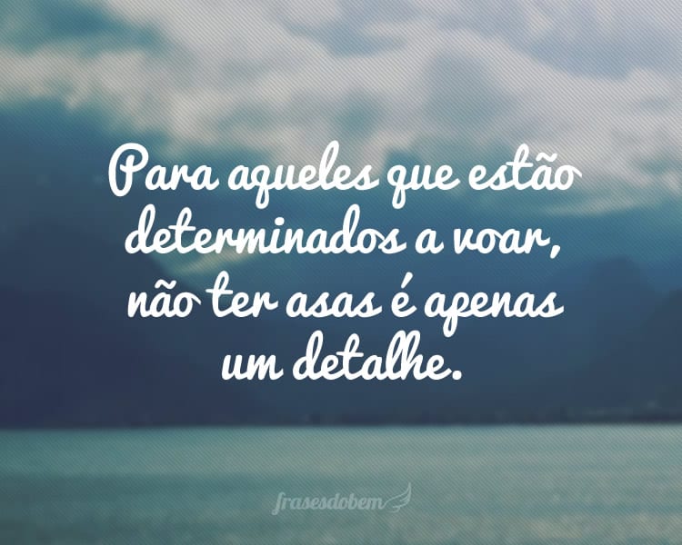 Para aqueles que estão determinados a voar, não ter asas é apenas um detalhe.