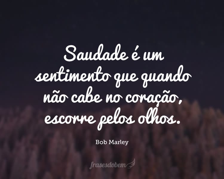 Saudade é um sentimento que quando não cabe no coração, escorre pelos olhos.