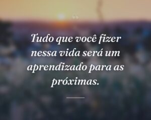 Tudo que você fizer nessa vida será um aprendizado para as próximas.