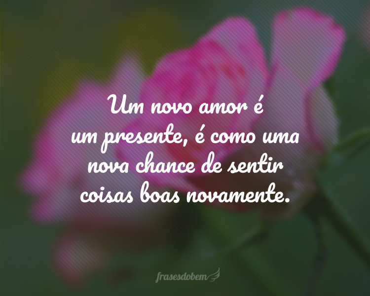 Um novo amor é um presente, é como uma nova chance de sentir coisas boas novamente.