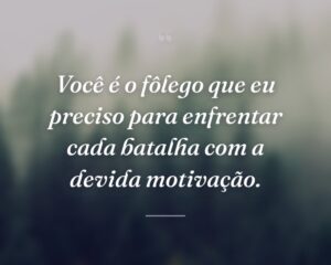 Você é o fôlego que eu preciso para enfrentar cada batalha com a devida motivação.