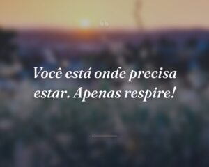 Você está onde precisa estar. Apenas respire!