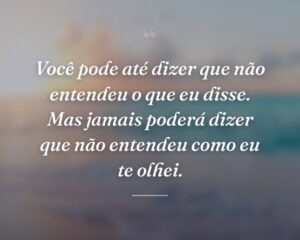 Você pode até dizer que não entendeu o que eu disse. Mas jamais poderá dizer que não entendeu como eu te olhei.