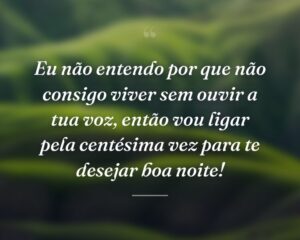 Eu não entendo por que não consigo viver sem ouvir a tua voz, então vou ligar pela centésima vez para te desejar boa noite!