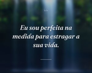 Eu sou perfeita na medida para estragar a sua vida.