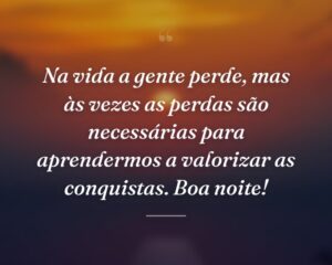 Na vida a gente perde, mas às vezes as perdas são necessárias para aprendermos a valorizar as conquistas. Boa noite!