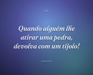 Quando alguém lhe atirar uma pedra, devolva com um tijolo!
