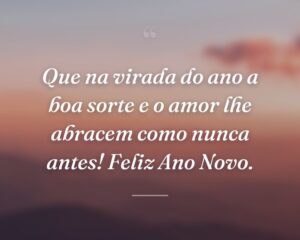 Que na virada do ano a boa sorte e o amor lhe abracem como nunca antes! Feliz Ano Novo.