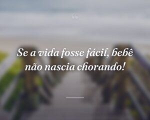 Se a vida fosse fácil, bebê não nascia chorando!