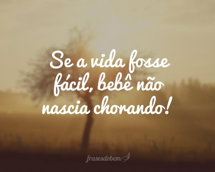 Se a vida fosse fácil, bebê não nascia chorando!