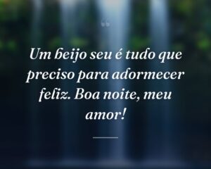 Um beijo seu é tudo que preciso para adormecer feliz. Boa noite, meu amor!