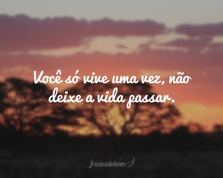 Você só vive uma vez, não deixe a vida passar.