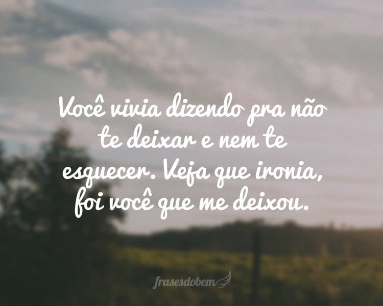 Você vivia dizendo pra não te deixar e nem te esquecer. Veja que ironia, foi você que me deixou.