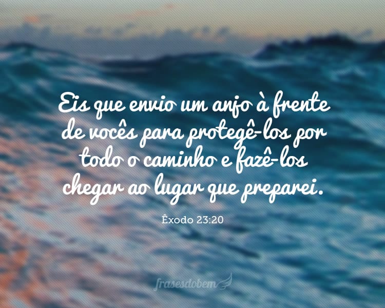 Eis que envio um anjo à frente de vocês para protegê-los por todo o caminho e fazê-los chegar ao lugar que preparei. (Êxodo 23:20)